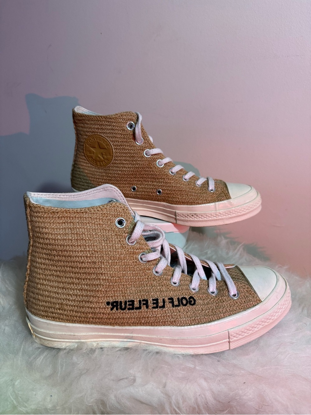 Converse x Golf Le Fleur Rare Burlap High Tops – Size 10 Women / 8 Men